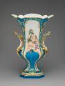 Alternate view of porcelain vase in blue and white with figures of children