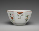 Alternate view of white porcelain bowl with painted floral motif