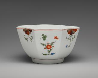 White porcelain bowl with painted floral motif