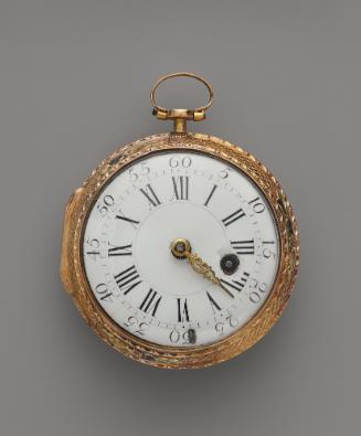 Front view of pendant watch with an enamel dial