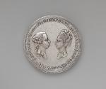 Silver portrait medal of William V and Frederika Sophia Wilhelmina portrayed in profile, facing…