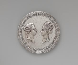 Silver portrait medal of William V and Frederika Sophia Wilhelmina portrayed in profile, facing…