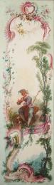 oil painting of a shepherd playing a pipe in a landscape