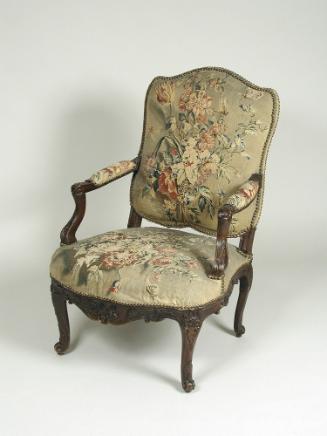 Armchair with Tapestry Cover Showing Bouquets of Flowers