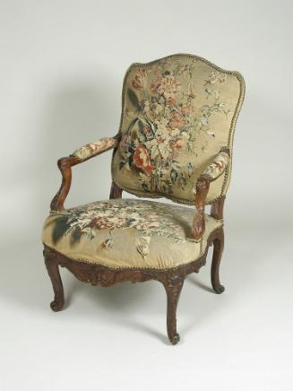 Armchair with Tapestry Cover Showing Bouquets of Flowers