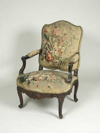 Armchair with Tapestry Cover Showing Bouquets of Flowers