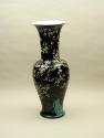 Alternate view of black ground porcelain vase with branches and white flowers