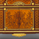 Secrétaire with Pictorial and Trellis Marquetry, detail of bottom cabinet doors