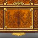 Secrétaire with Pictorial and Trellis Marquetry, detail of bottom cabinet doors