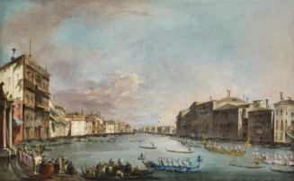 oil painting of a regatta in Venice 