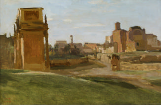 oil painting of architectural ruins in Rome
