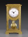 Front view of Regulator Clock Showing Mean and Solar Time through an enamel polychrome dial set…