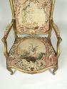 One Armchair, view of tapestry seat: Part of a Set of Two Canapés, Eight Armchairs and a Fire S…