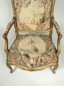 One Armchair, view of tapestry seat: Part of a Set of Two Canapés, Eight Armchairs and a Fire S…