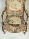 One Armchair, view of tapestry seat: Part of a Set of Two Canapés, Eight Armchairs and a Fire S…
