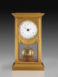 Front view of Mantel Regulator Clock Showing Mean and Solar Time through a polychrome enamel di…