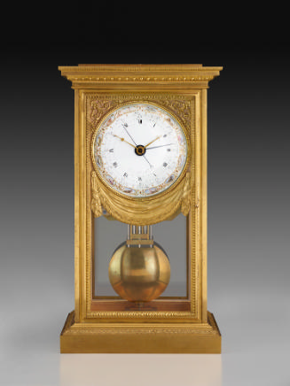 Front view of Mantel Regulator Clock Showing Mean and Solar Time through a polychrome enamel di…