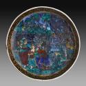 View taken from above of polychrome enameled cup depicting Lot and His Daughters
