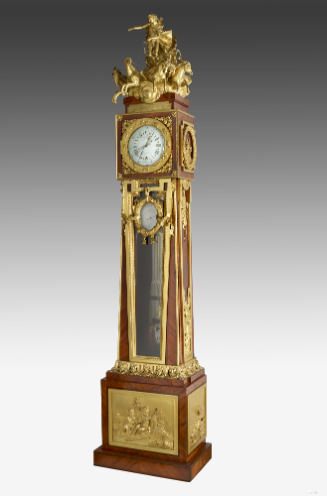 Three-quarter front view of Longcase Regulator Clock