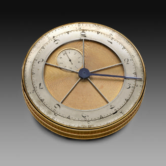 Front view of Double-Dial Desk Watch Showing Decimal and Traditional Time