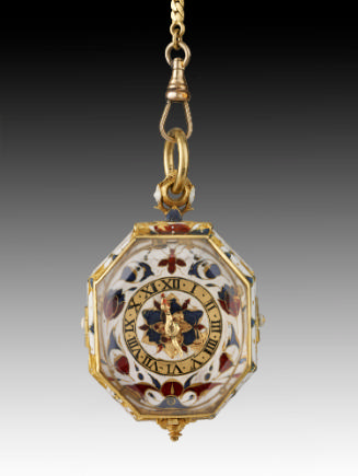 Front view of Pendant Watch with delicate enameld polychrome decoration