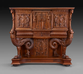 Dressoir with Harpy Supports, Terms, and Strapwork Reliefs