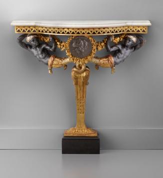 Small Console Table with Supporting Figures of Nubians (One of a Pair)