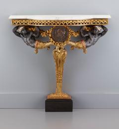Small Console Table with Supporting Figures of Nubians (One of a Pair)