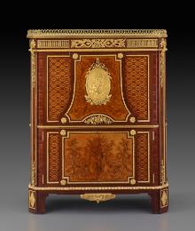 Secrétaire with Pictorial and Trellis Marquetry and gilt bronze decoration