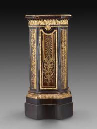 Octagonal Pedestal with Tendril Marquetry of Tortoiseshell and Brass  (One of a Pair)