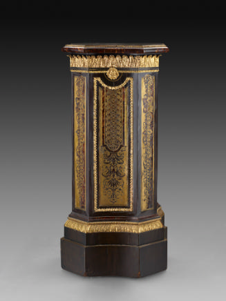 Octagonal Pedestal with Tendril Marquetry of Tortoiseshell and Brass  (One of a Pair)