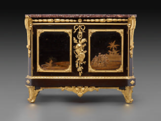 Image of a cabinet made from Japanese black and gold laquer and ebonized wood with gilt bronze …