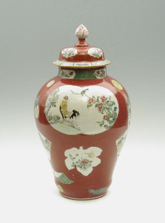 Porcelain covered jar with famille rose decoration