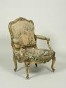 Alternate front view of Armchair with Gilt and Polychrome Frame and Beauvais Tapestry Cover Sho…