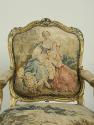 Detail of back of seat with Beauvais tapestry