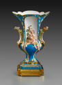 Porcelain vase in blue and white with figures of children