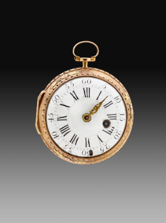 Front view of pendant watch with an enamel dial