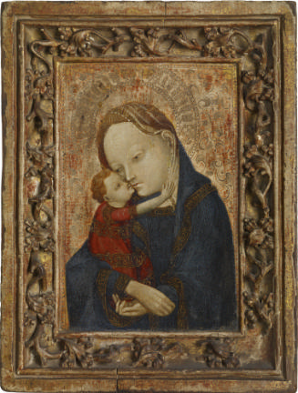 oil and tempera painting of the Virgin Mary and Christ Child against a gold background