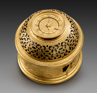 View from above of Gilt-Brass Drum Table Clock
