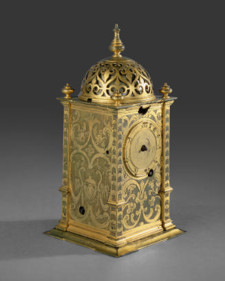 Three-quarter frontal view of Gilt-Brass Tower Table Clock