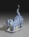 Blue and white porcelain figure of a tiger.