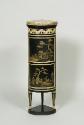 Small Corner Cupboard with Panels of Black-and Gold Tôle (one of a pair)