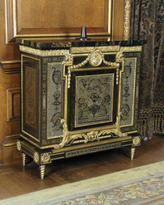 Cabinet with Pictorial and Tendril Marquetry of Tortoiseshell, Brass, Pewter, and Ebony (One of…