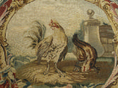 Detail of tapestry featuring two birds: Part of a Set of Two Canapés, Eight Armchairs and a Fir…