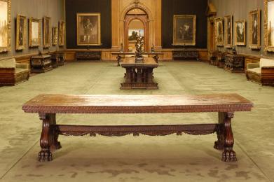 Center Table with Acanthus-Covered Supports and Lion's Paw Feet in West Gallery