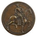 Bronze portrait medal of Emperor Constantine the Great on horseback