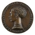 Bronze portrait medal of Leonello d'Este in profile to the left