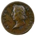 Bronze portrait medal of Jacopo Sannazaro, nude, laureate and in profile to the left