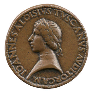 Bronze portrait medal of Giovanni Alvise Toscani, laureate, in profile to the left