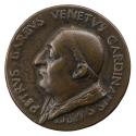 Bronze portrait medal of Pietro Barbo with a tonsure, in profile to the left